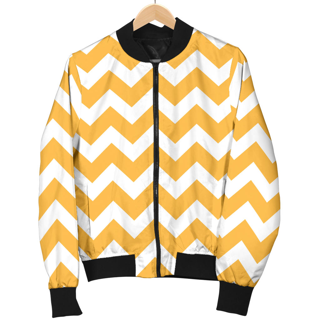 Chevron Orange Pattern Print Design 01 Men Bomber Jacket