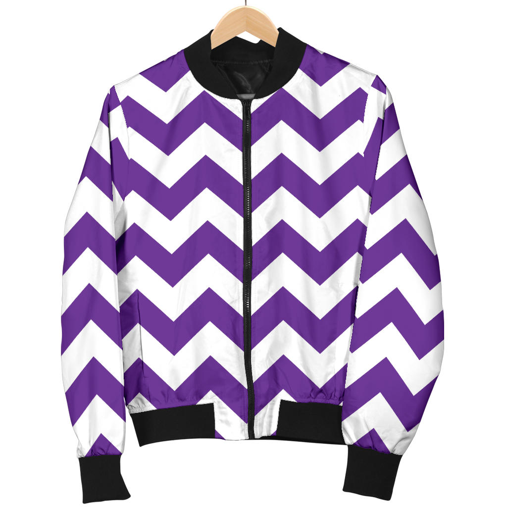 Chevron Purple Pattern Print Design 03 Men Bomber Jacket