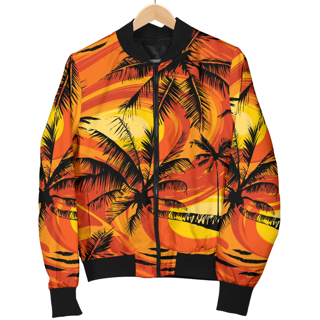Palm Tree Pattern Print Design A02 Men Bomber Jacket