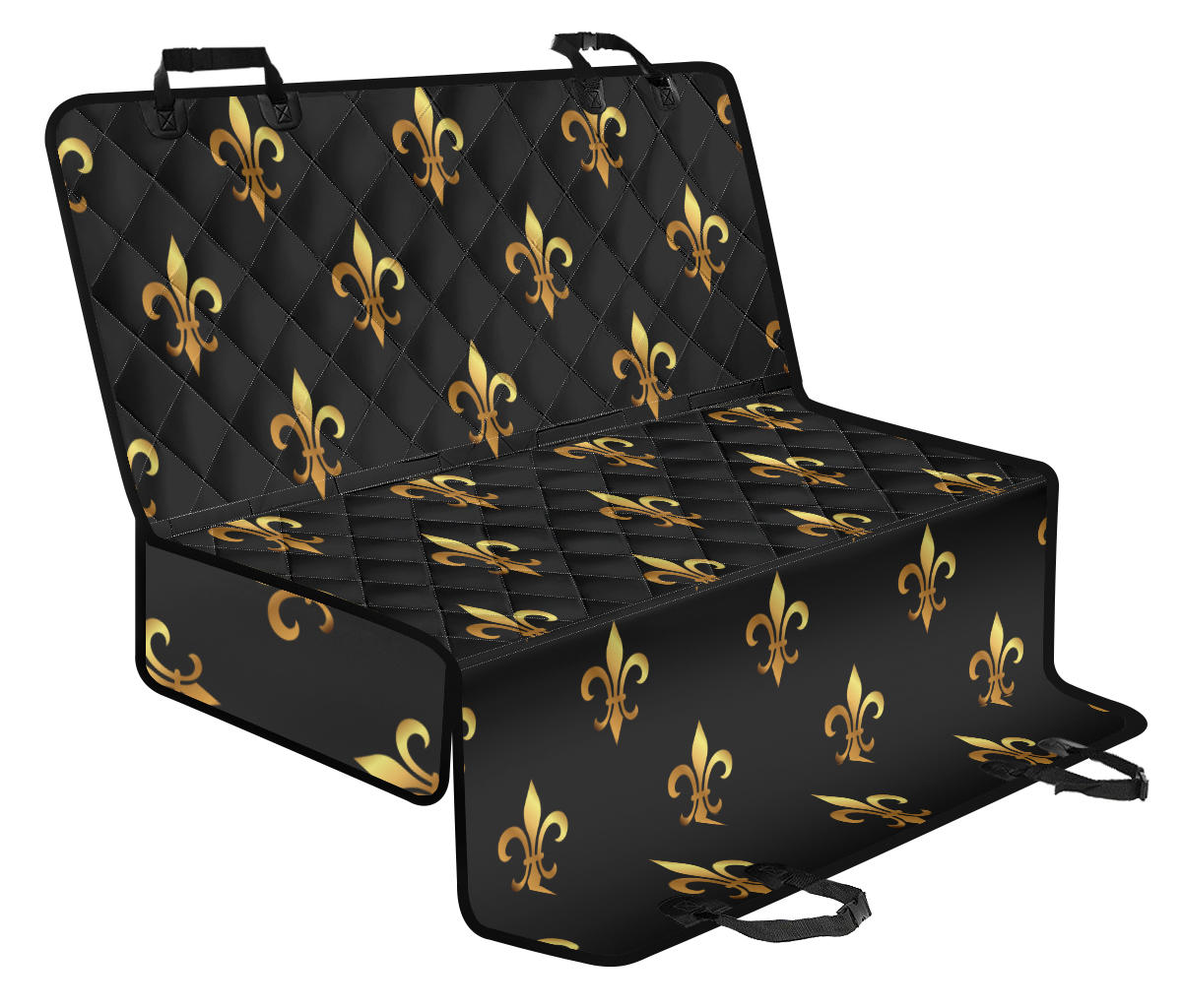 Fleur De Lis Gold Pattern Print Design 03 Rear Dog Car Seat Cover Hammock