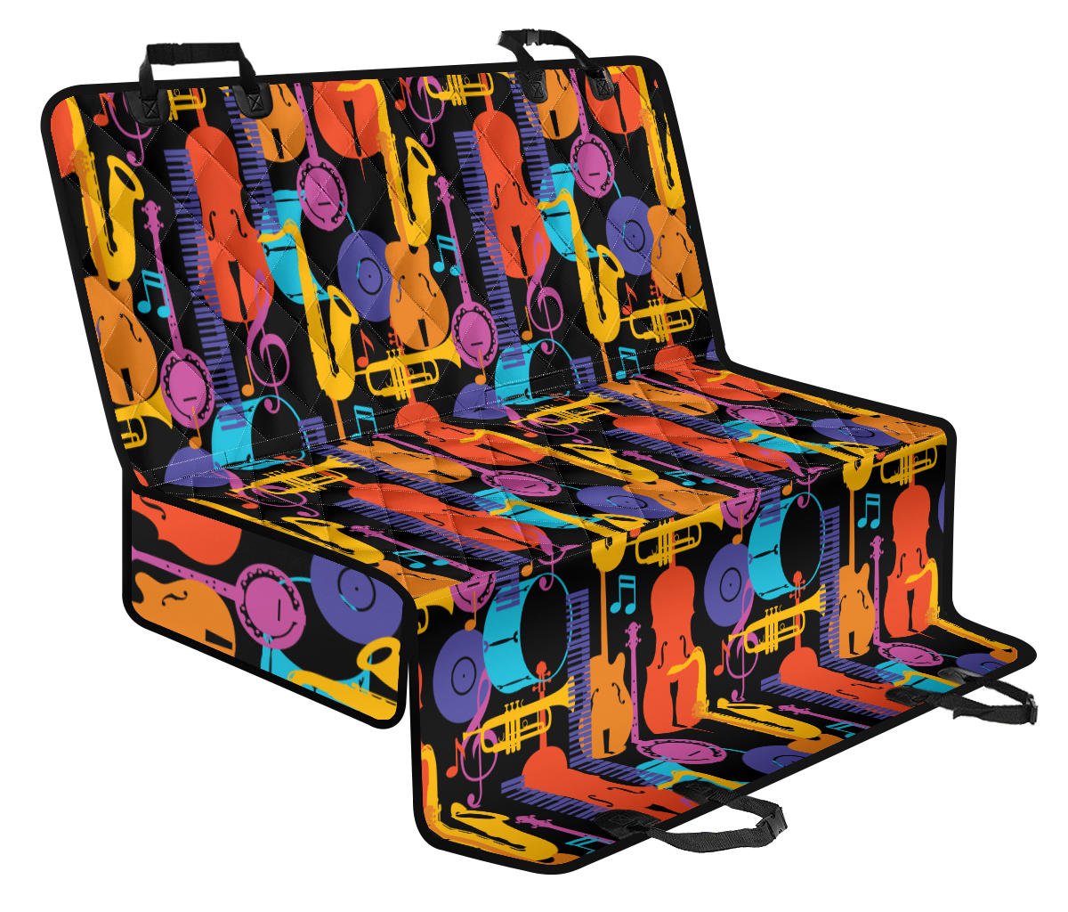 Jazz Pattern Print Design 03 Rear Dog Car Seat Cover Hammock