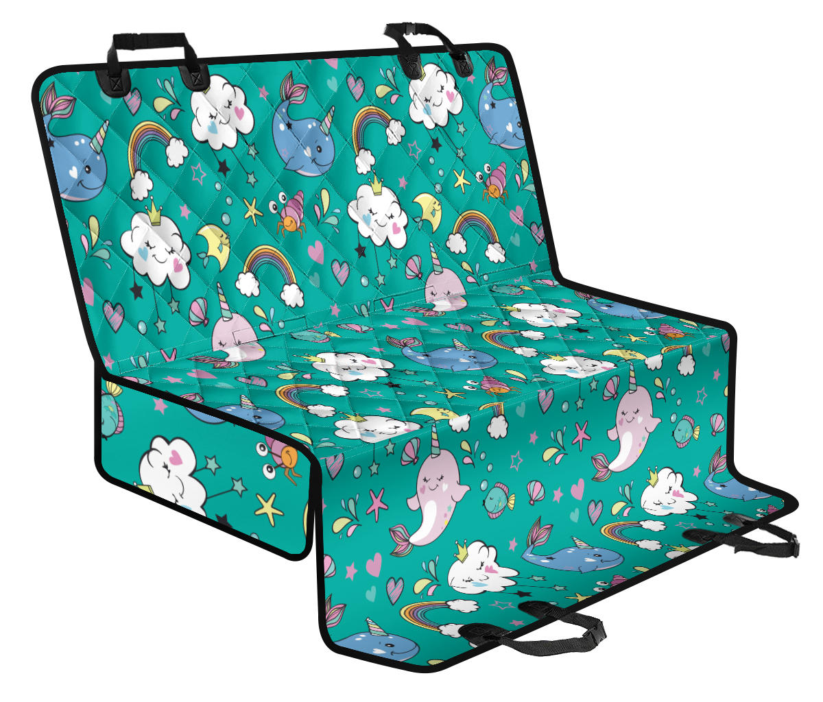 Narwhal Pattern Print Design 04 Rear Dog Car Seat Cover Hammock