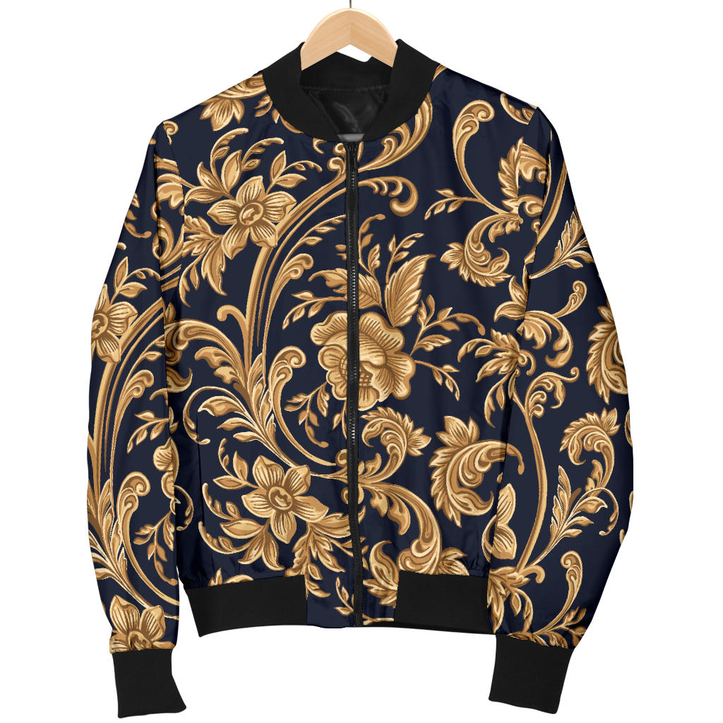 Baroque Golden Pattern Print Design 03 Men Bomber Jacket
