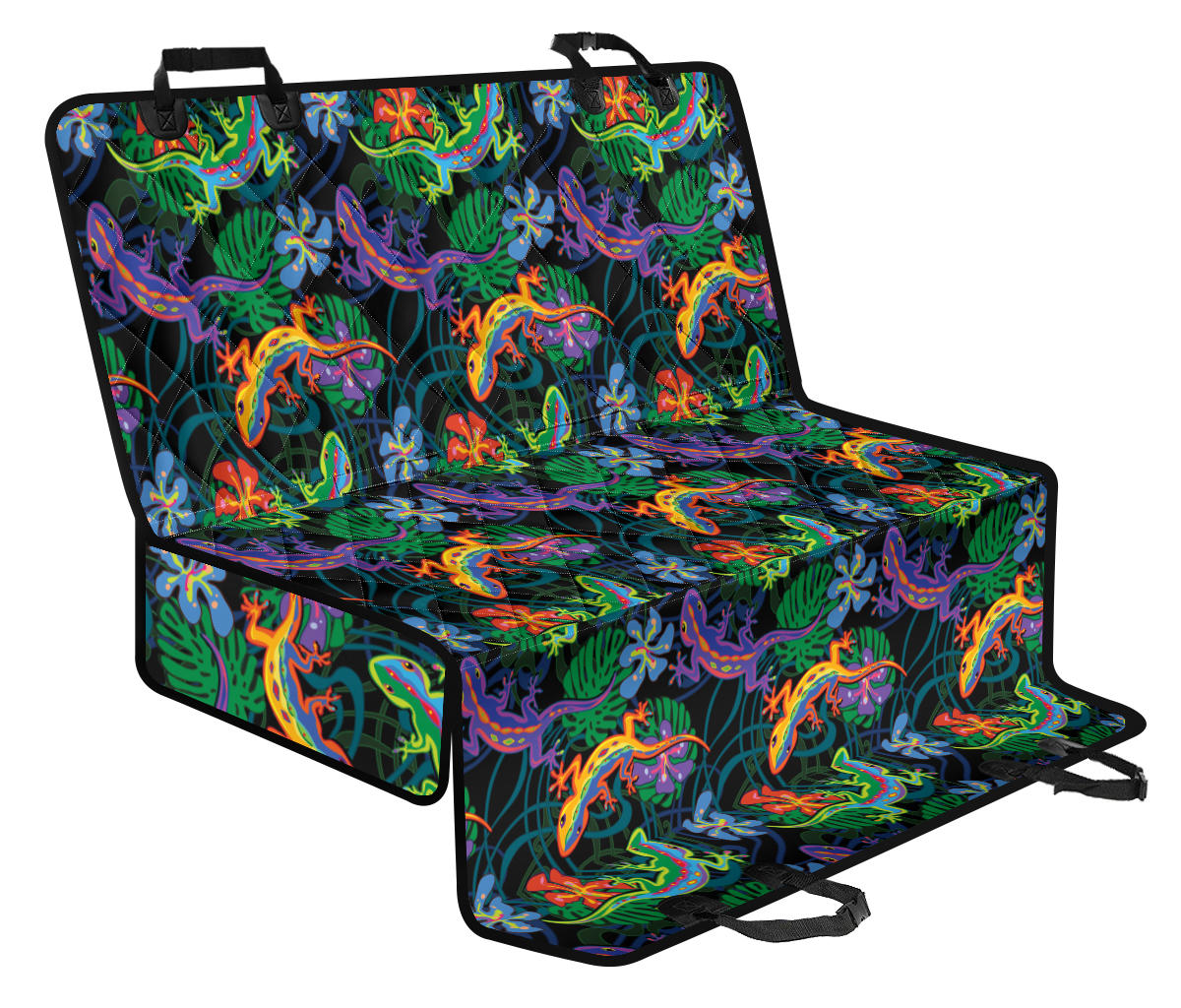 Gecko Colorful Pattern Print Design 01 Rear Dog Car Seat Cover Hammock