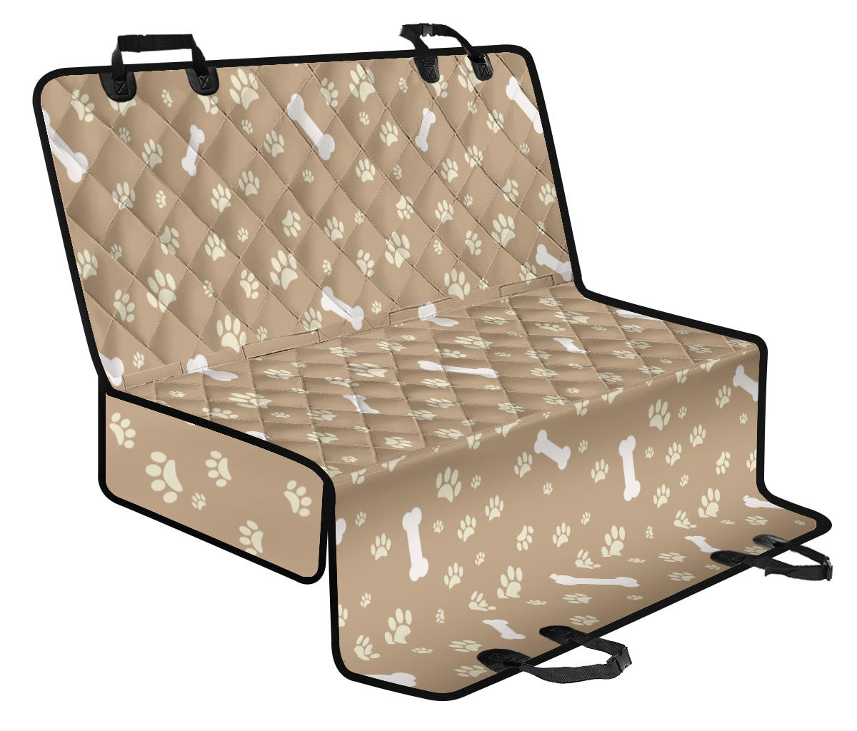 Dog Bone Paw Pattern Print Design 01 Rear Dog Car Seat Cover Hammock