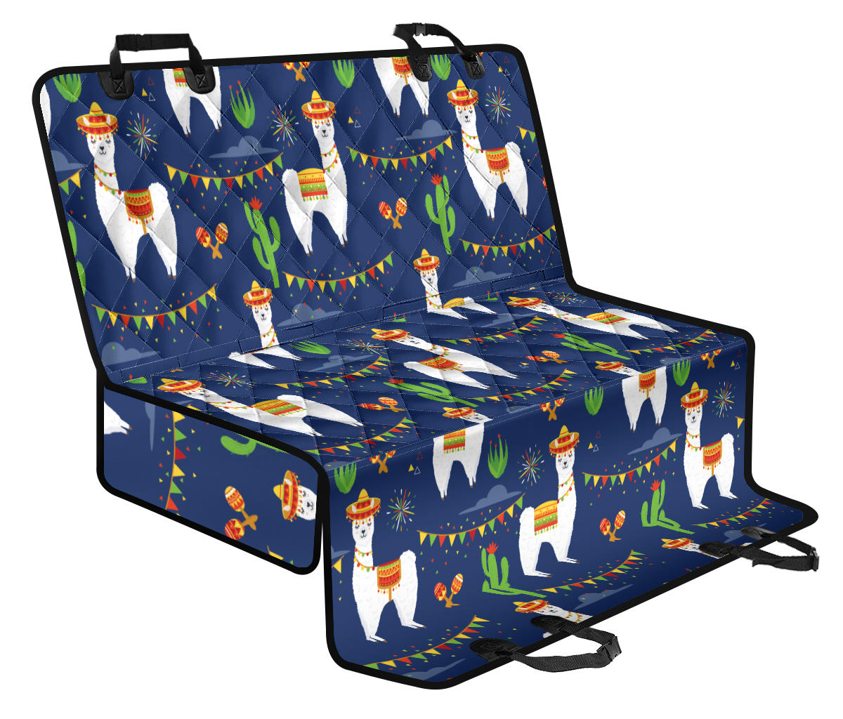 Llama Cactus Pattern Print Design 05 Rear Dog Car Seat Cover Hammock