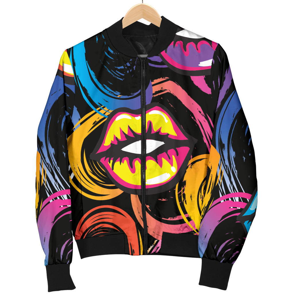 Pop Art Lip Pattern Print Design A03 Men Bomber Jacket
