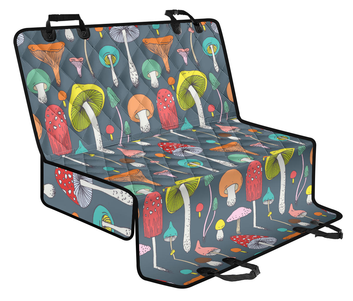 Mushroom Pattern Print Design A03 Rear Dog Car Seat Cover Hammock