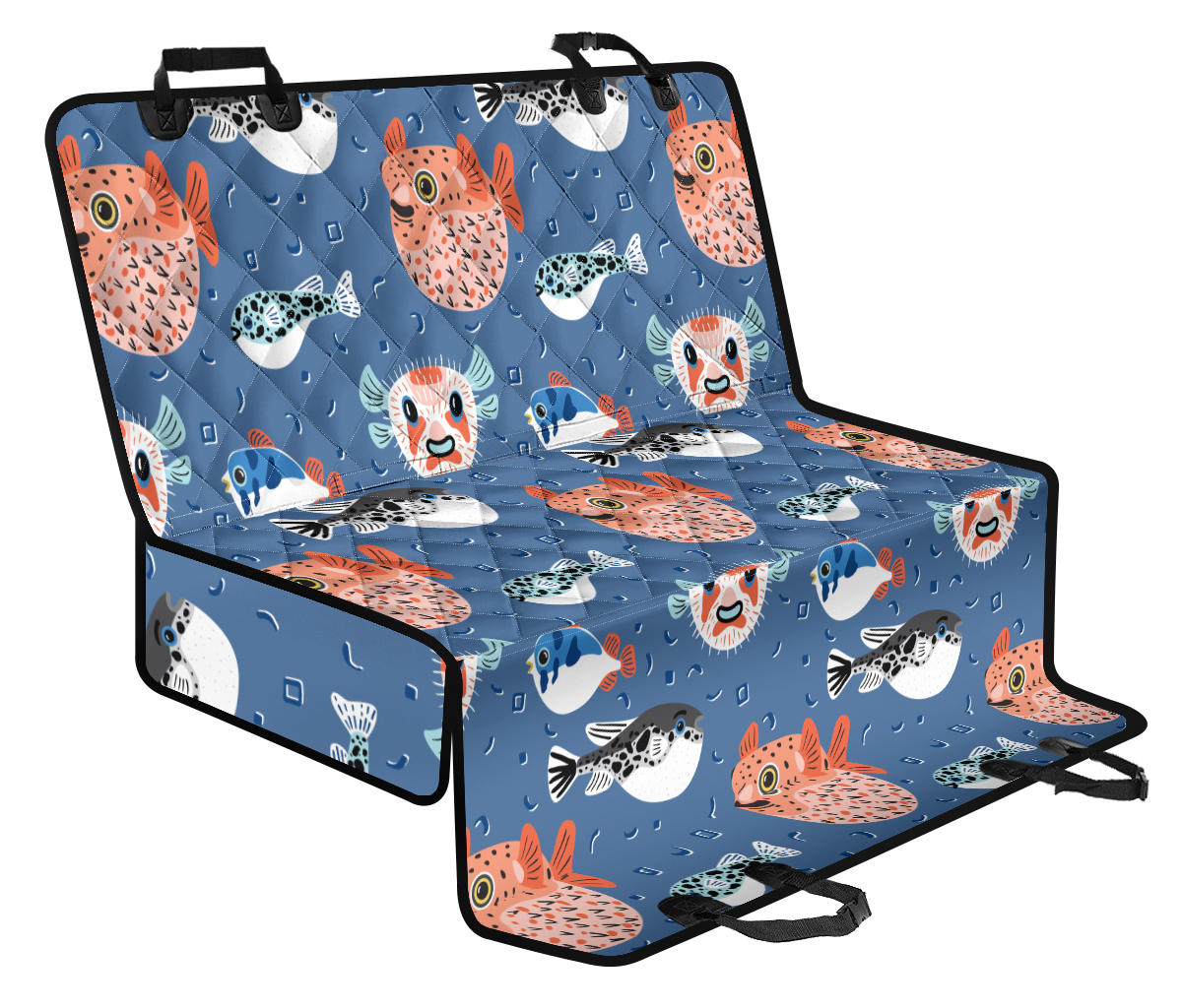 Fugu Pattern Print Design 02 Rear Dog Car Seat Cover Hammock