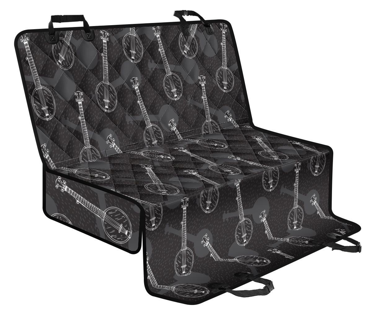 Banjo Pattern Print Design 03 Rear Dog Car Seat Cover Hammock