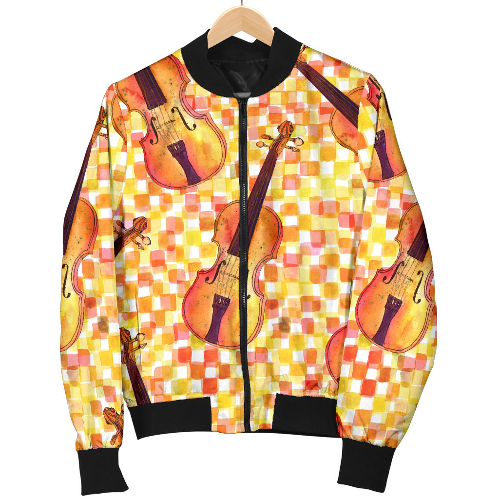 Violin Pattern Print Design 03 Men Bomber Jacket