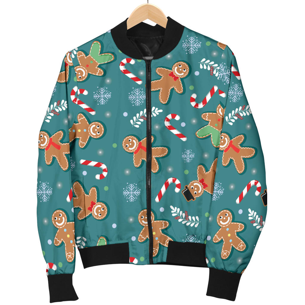 Gingerbread Pattern Print Design 05 Men Bomber Jacket