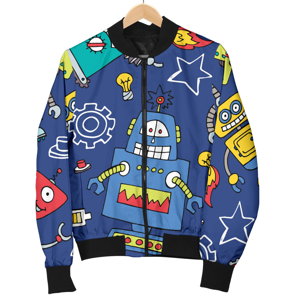Robot Pattern Print Design A03 Men Bomber Jacket