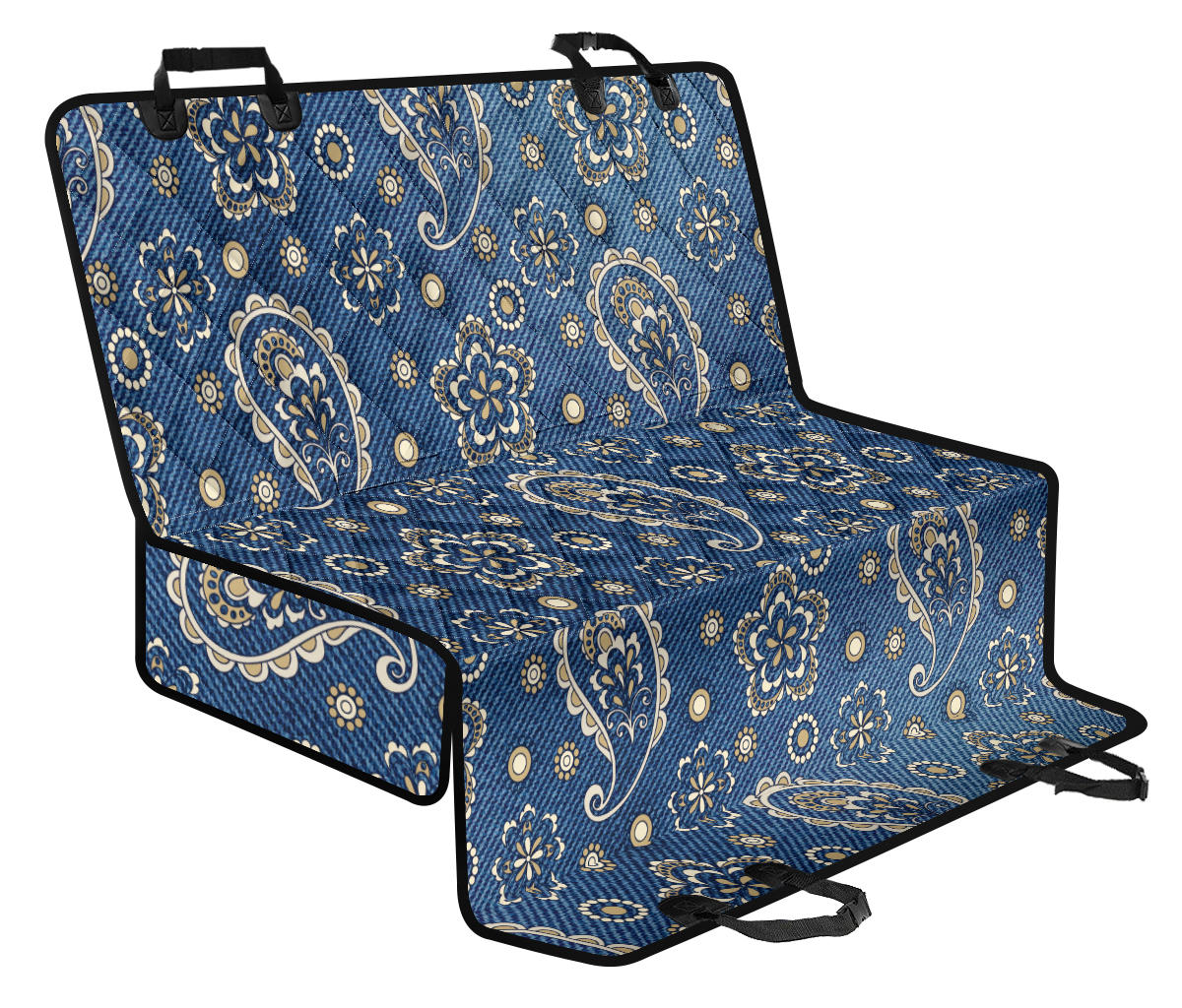 Jean Paisley Pattern Print Design 01 Rear Dog Car Seat Cover Hammock