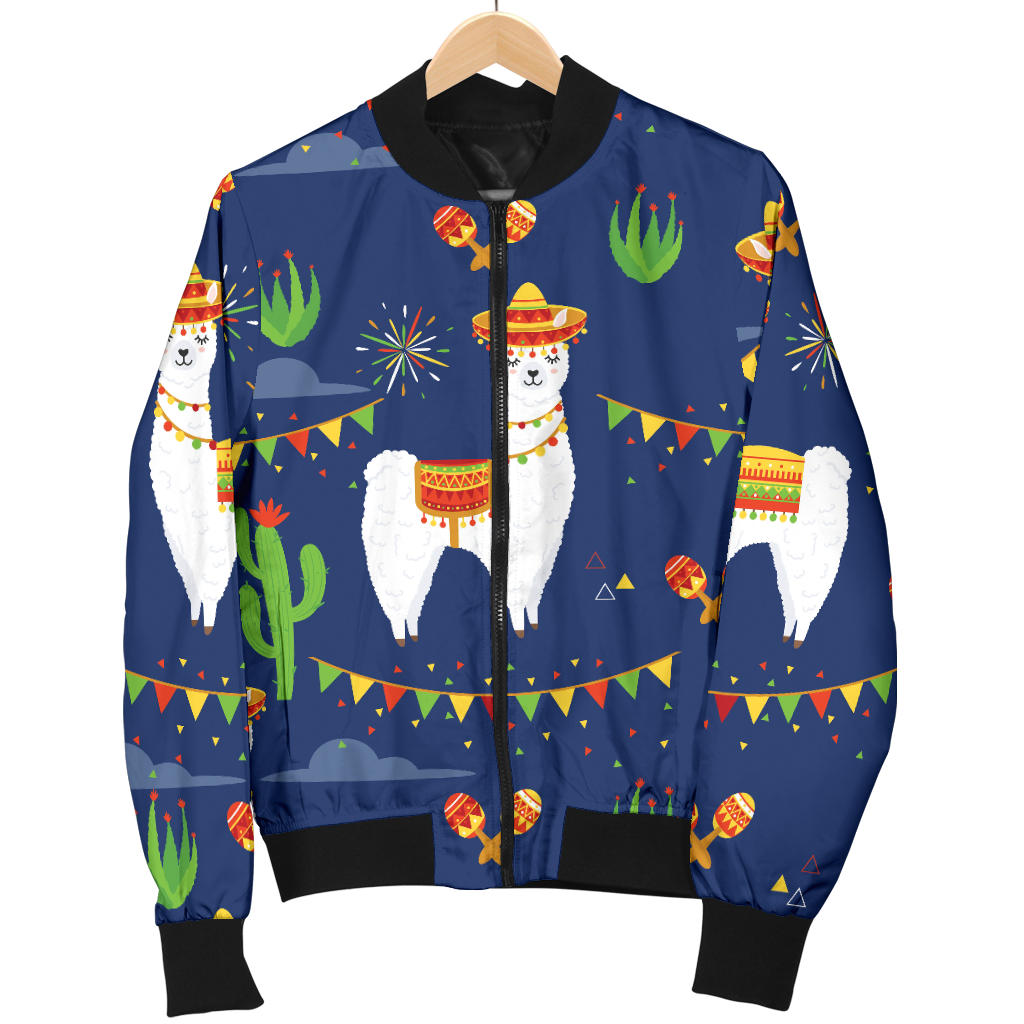 Llama Cactus Pattern Print Design 05 Men Bomber Jacket