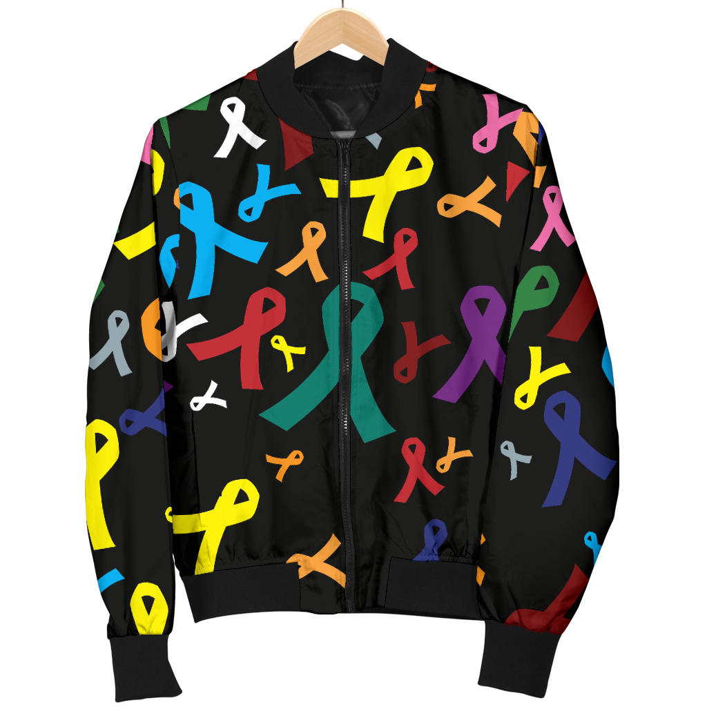 Cancer Awareness Pattern Print Design 03 Men Bomber Jacket