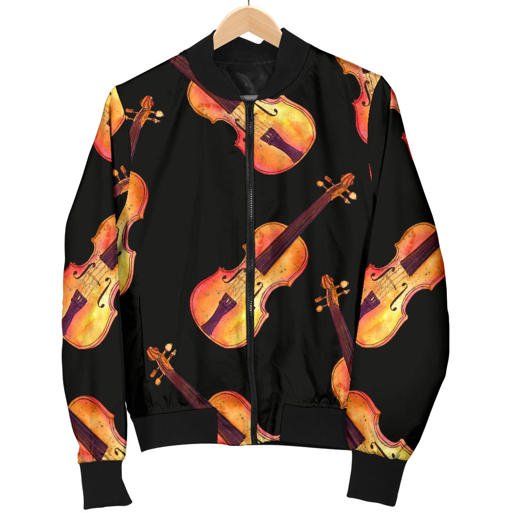 Violin Pattern Print Design 04 Men Bomber Jacket