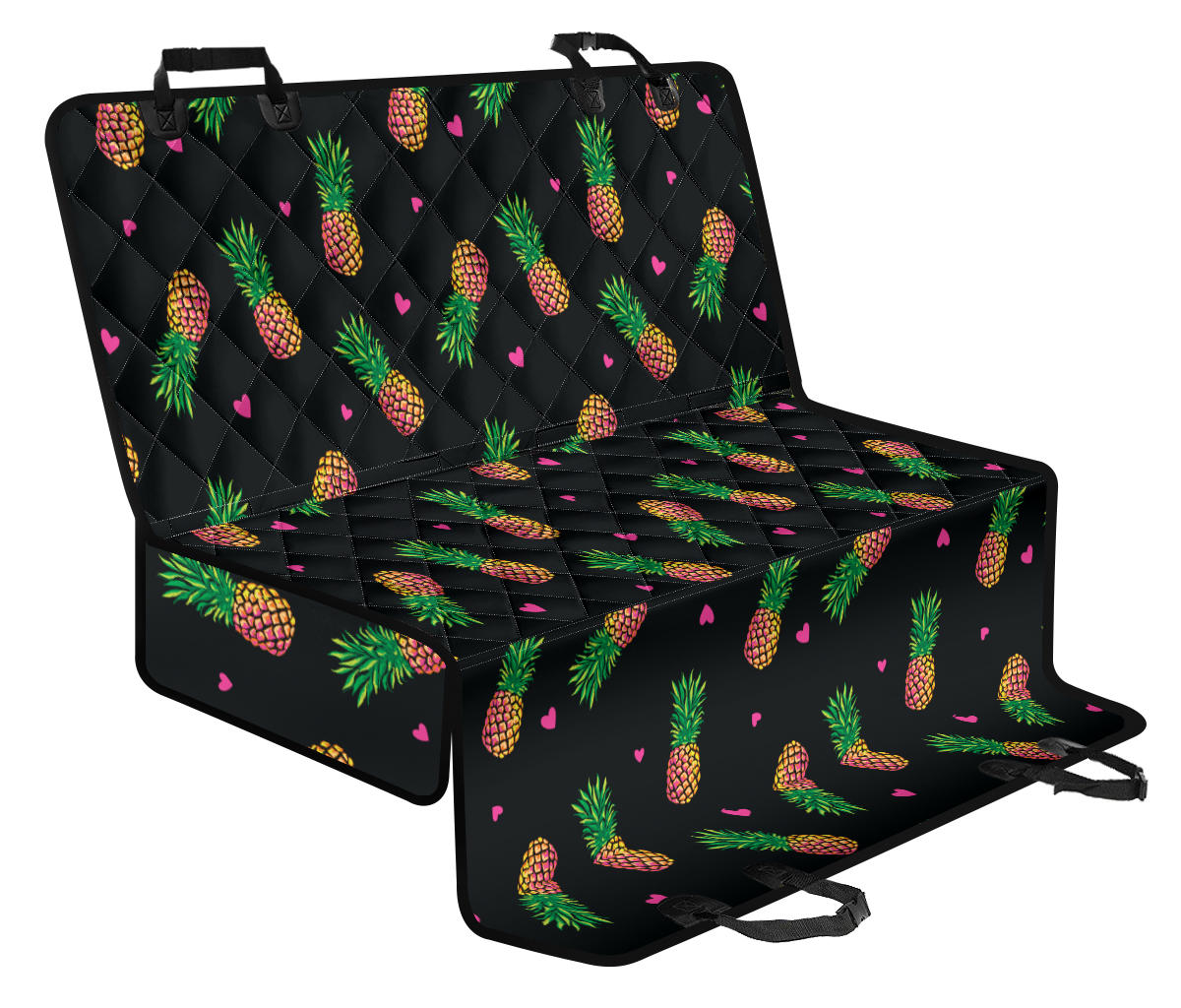 Neon Pineapple Pattern Print Design A04 Rear Dog Car Seat Cover Hammock