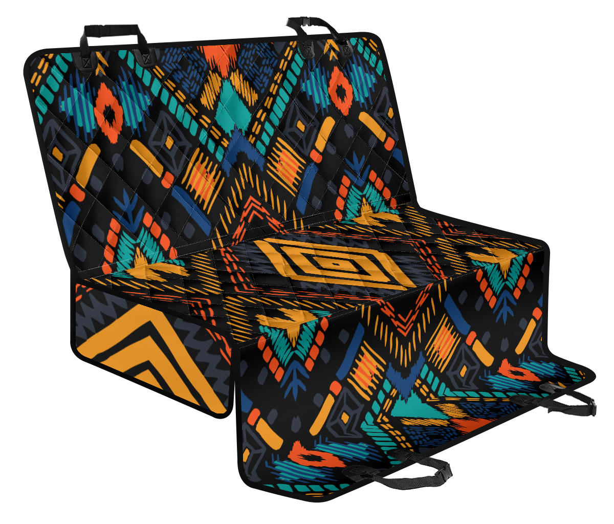 Kente Pattern Print Design 05 Rear Dog Car Seat Cover Hammock