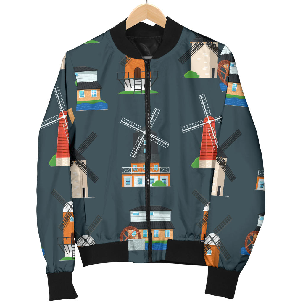 Windmill Pattern Print Design 04 Men Bomber Jacket