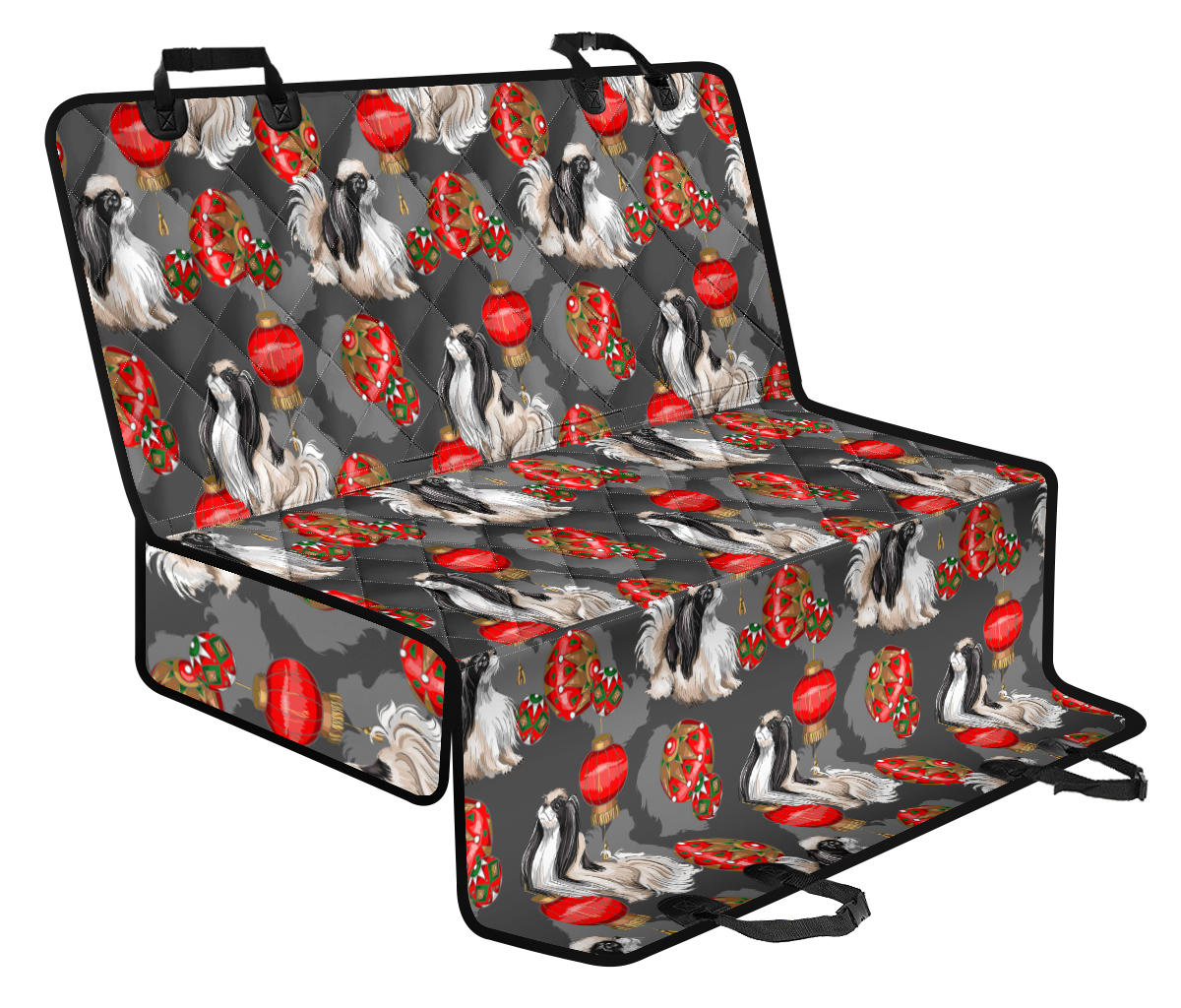 Japanese Chin Pattern Print Design 02 Rear Dog Car Seat Cover Hammock