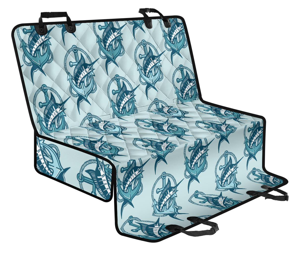 Swordfish Pattern Print Design 03 Rear Dog Car Seat Cover Hammock