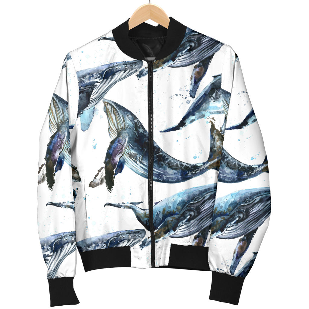 Blue Whale Pattern Print Design 03 Men Bomber Jacket