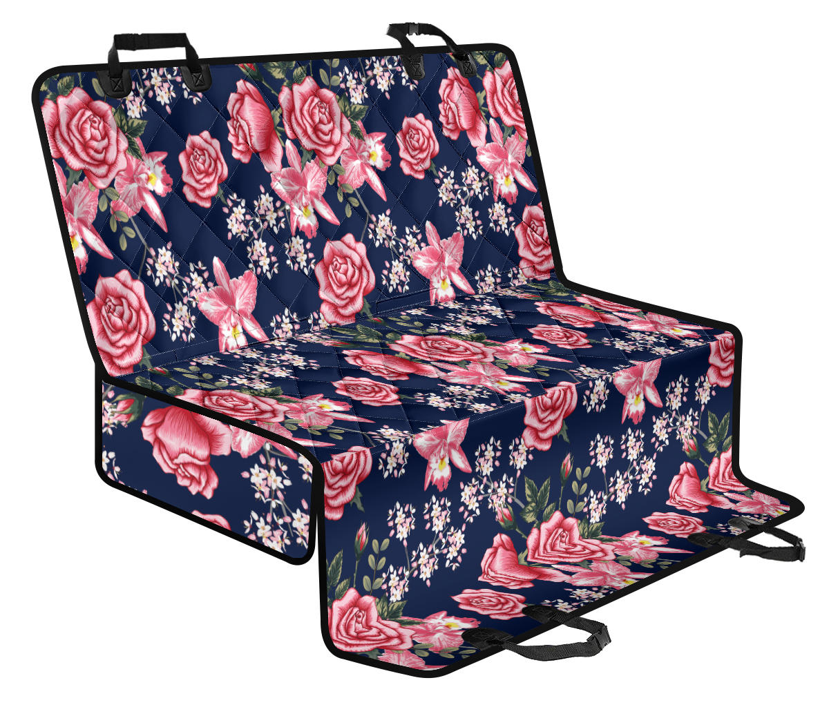 Rose Pattern Print Design A05 Rear Dog Car Seat Cover Hammock