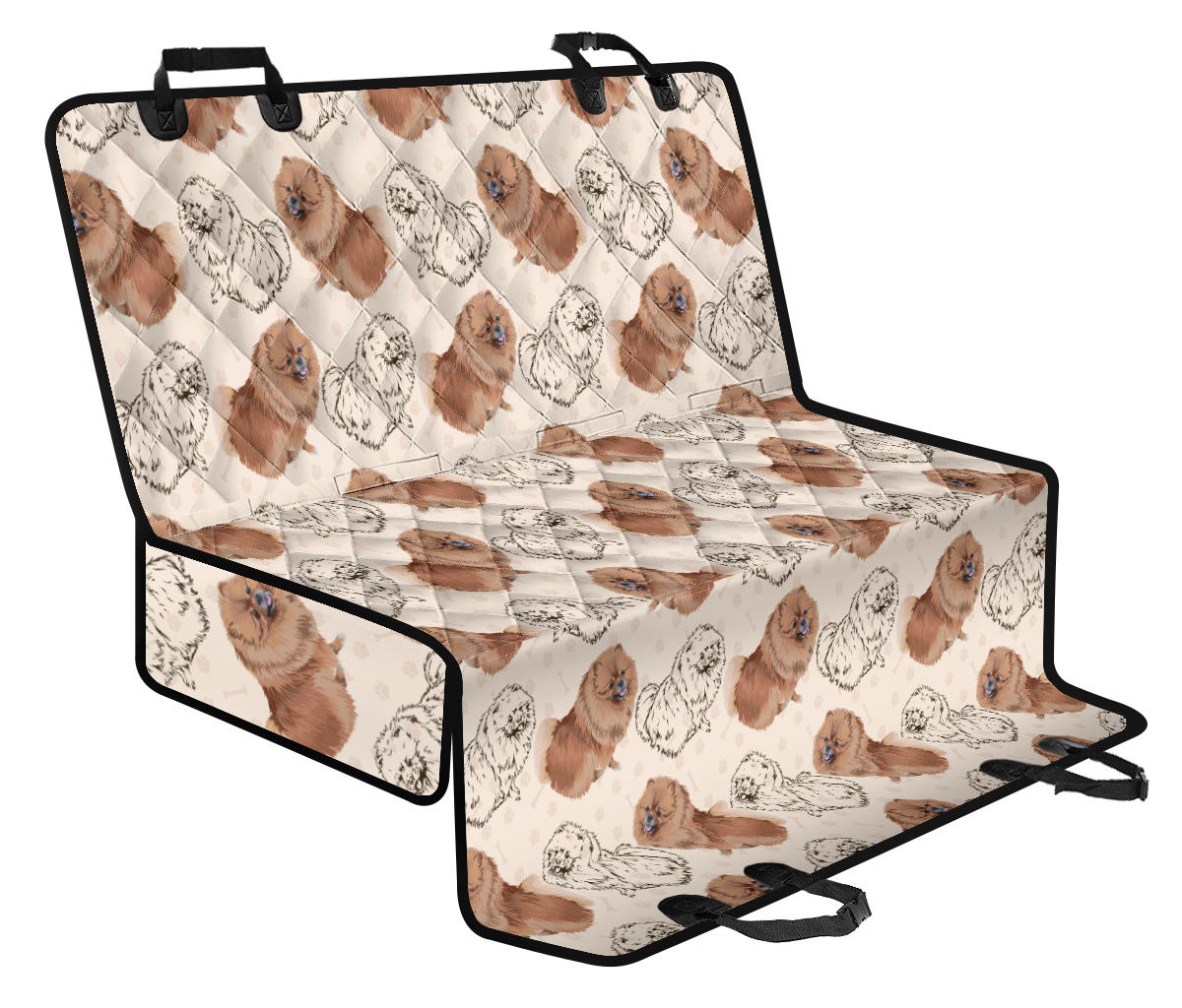 Pomeranians Pattern Print Design A01 Rear Dog Car Seat Cover Hammock
