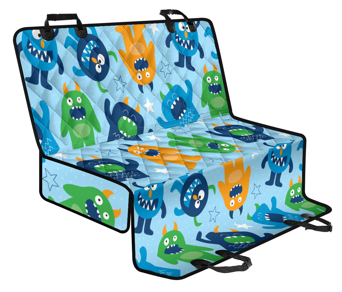Monster Cartoon Pattern Print Design 04 Rear Dog Car Seat Cover Hammock