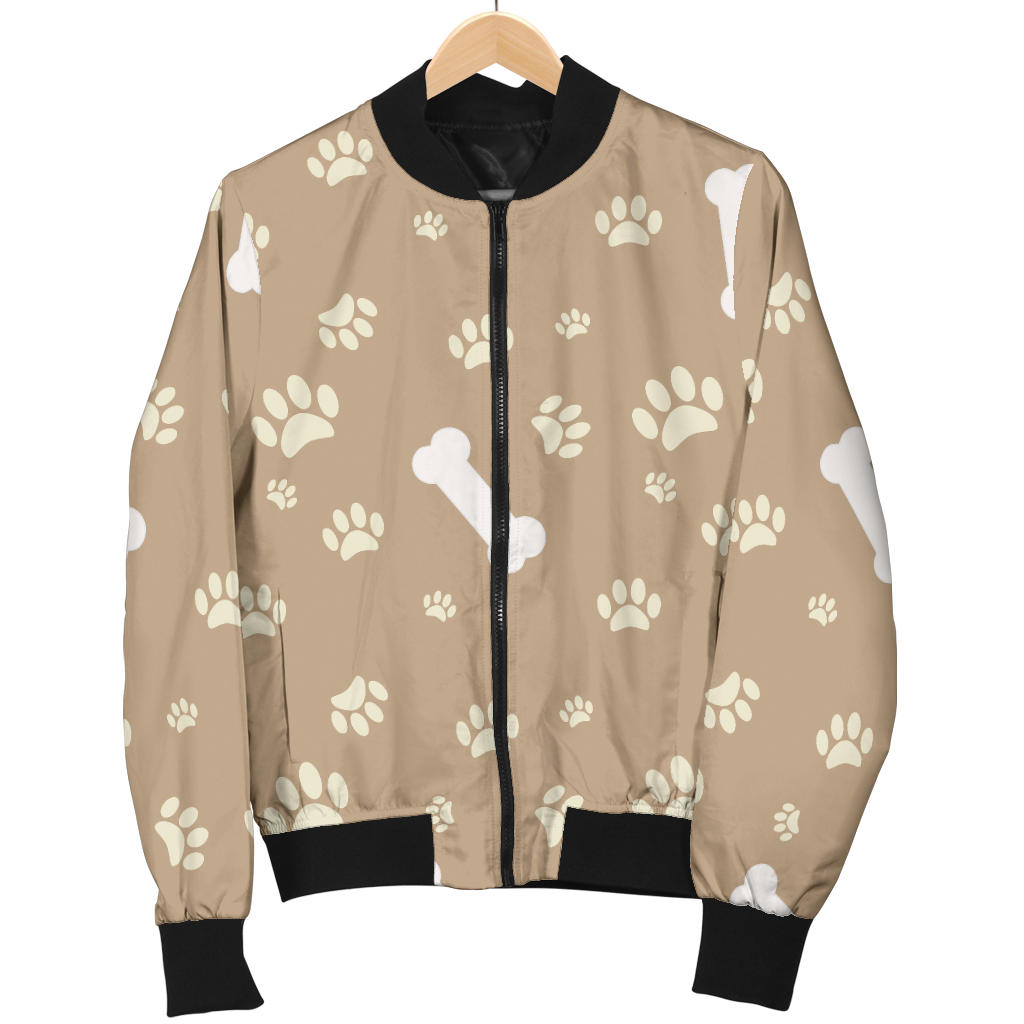 Dog Bone Paw Pattern Print Design 01 Men Bomber Jacket