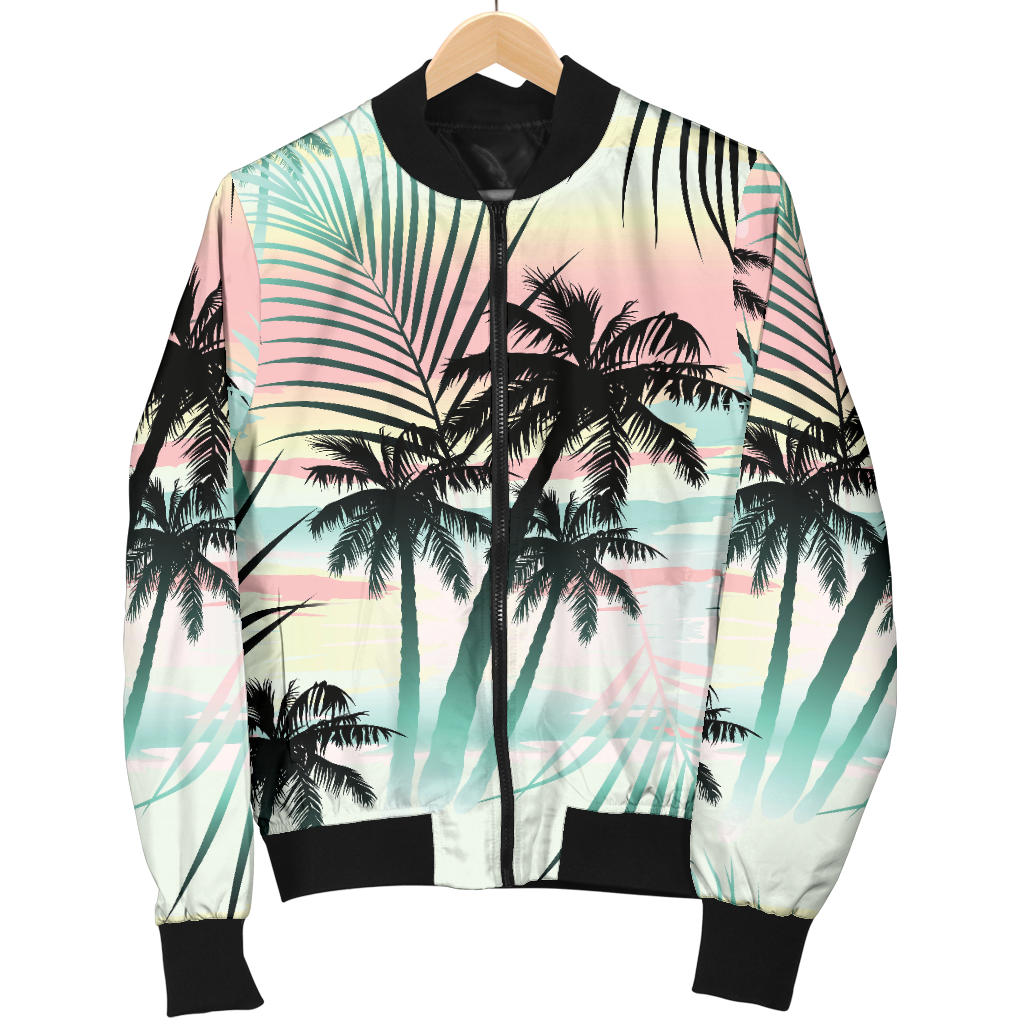 Palm Tree Pattern Print Design A03 Men Bomber Jacket