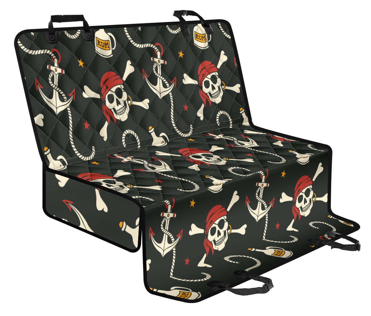 Pirate Pattern Print Design A02 Rear Dog Car Seat Cover Hammock