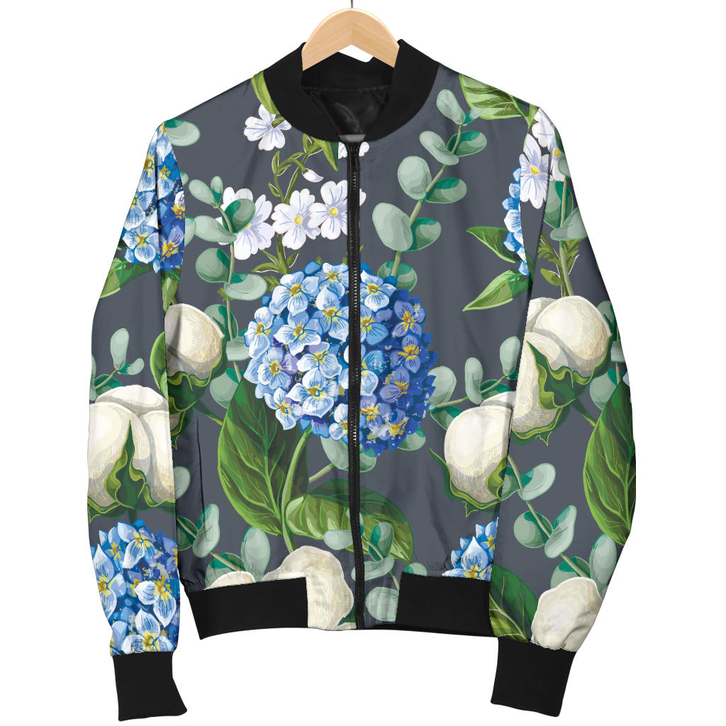 Hydrangea Pattern Print Design 02 Men Bomber Jacket