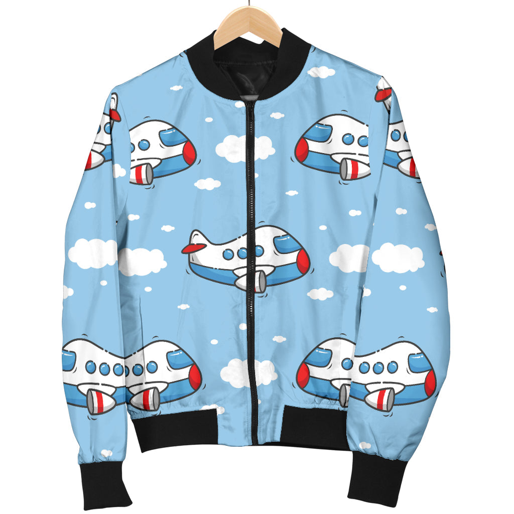 Airplane Cartoon Pattern Print Design 07 Men Bomber Jacket