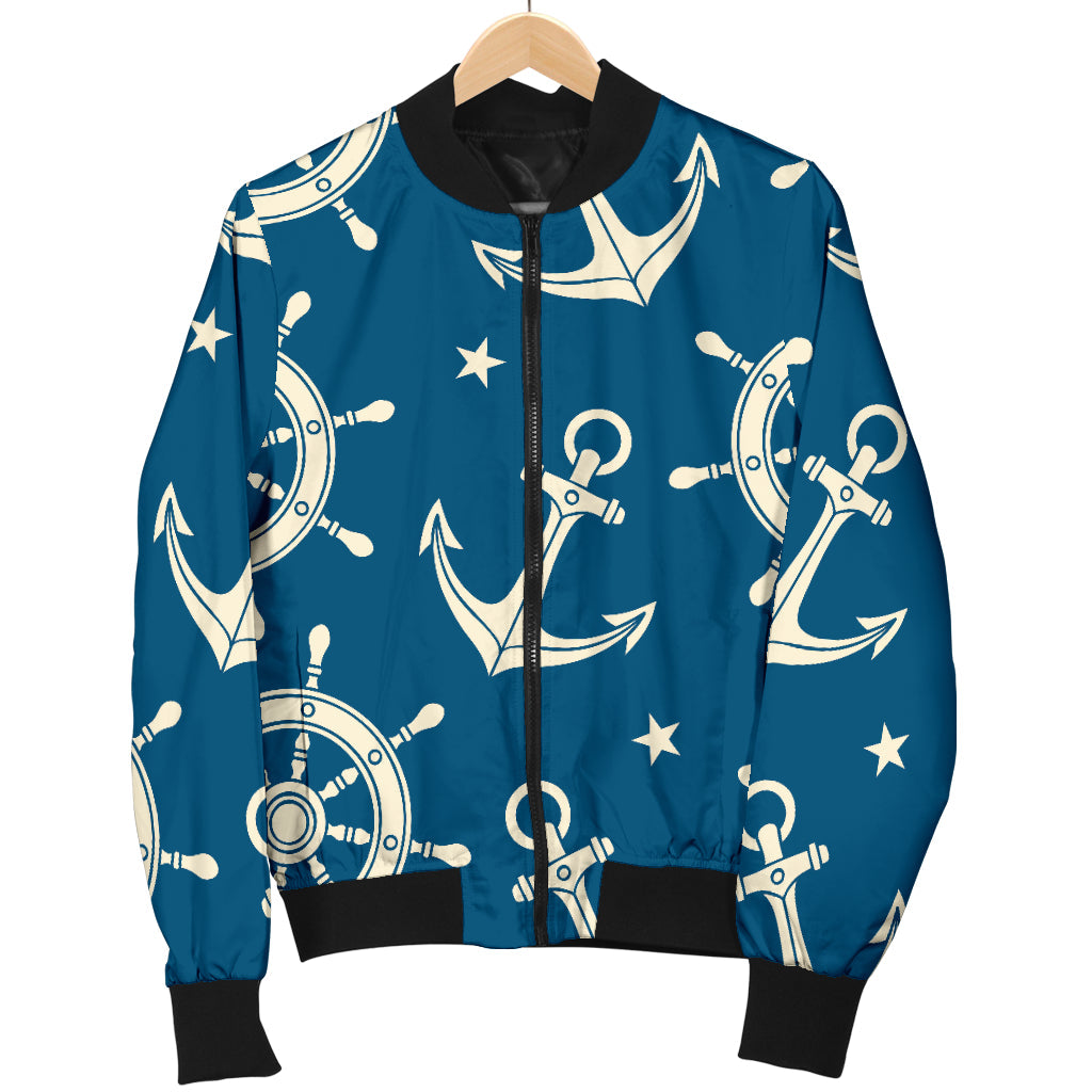 Anchor Pattern Print Design 01 Men Bomber Jacket
