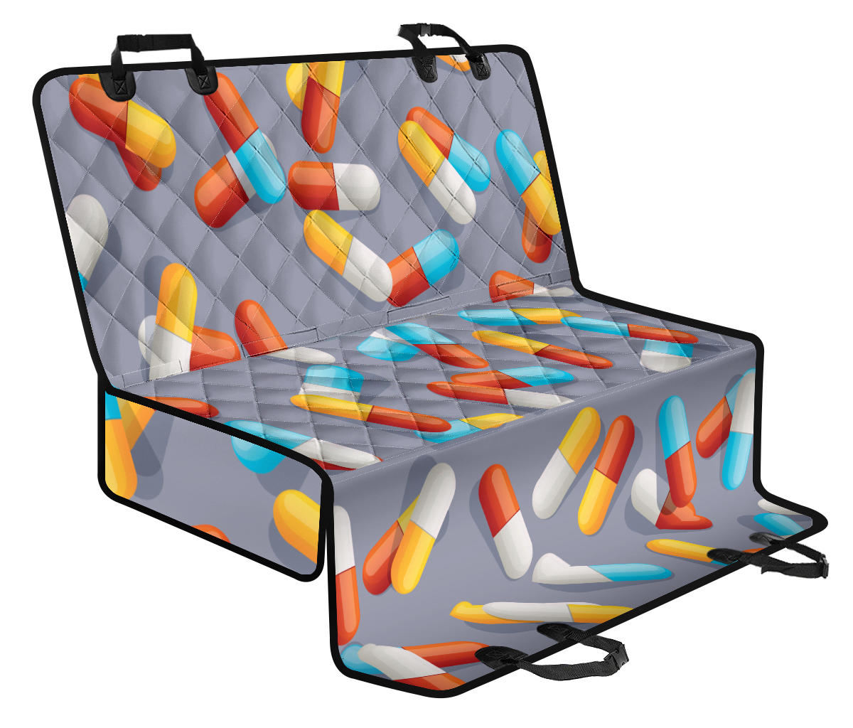 Pill Pattern Print Design A01 Rear Dog Car Seat Cover Hammock