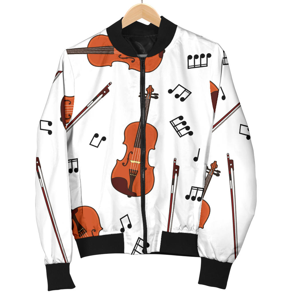 Violin Pattern Print Design 02 Men Bomber Jacket