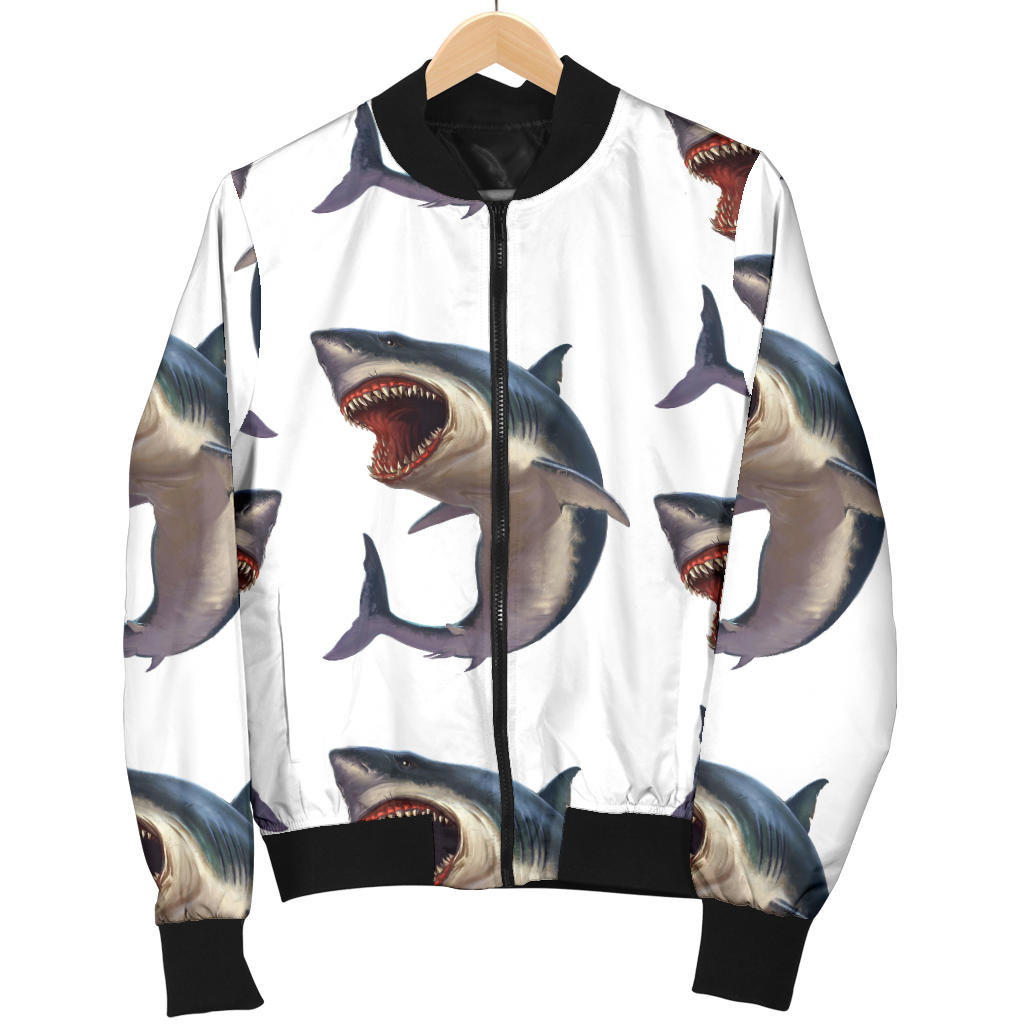 Great White Shark Pattern Print Design 03 Men Bomber Jacket