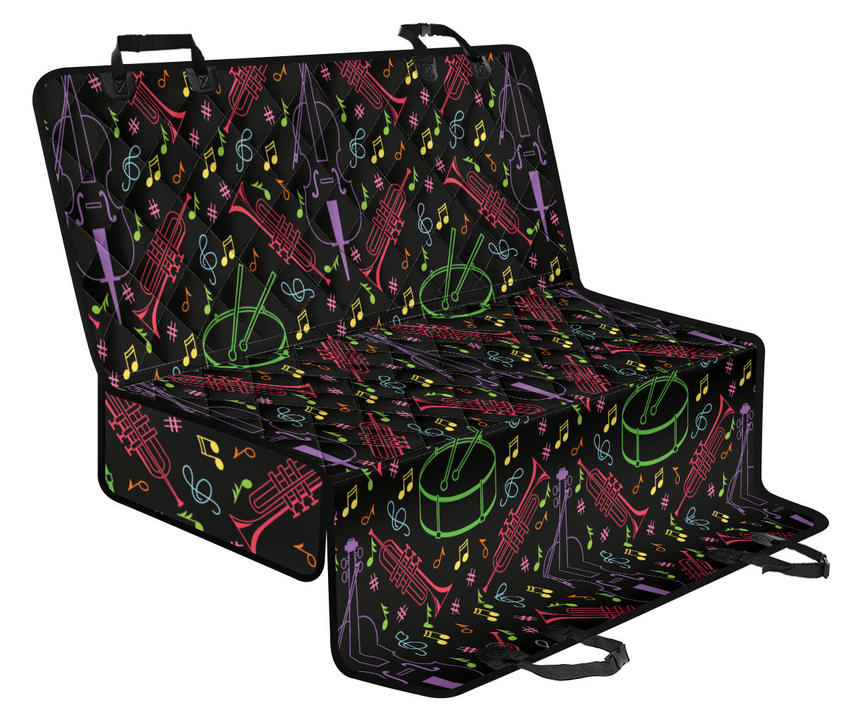Cello Neon Pattern Print Design 02 Rear Dog Car Seat Cover Hammock