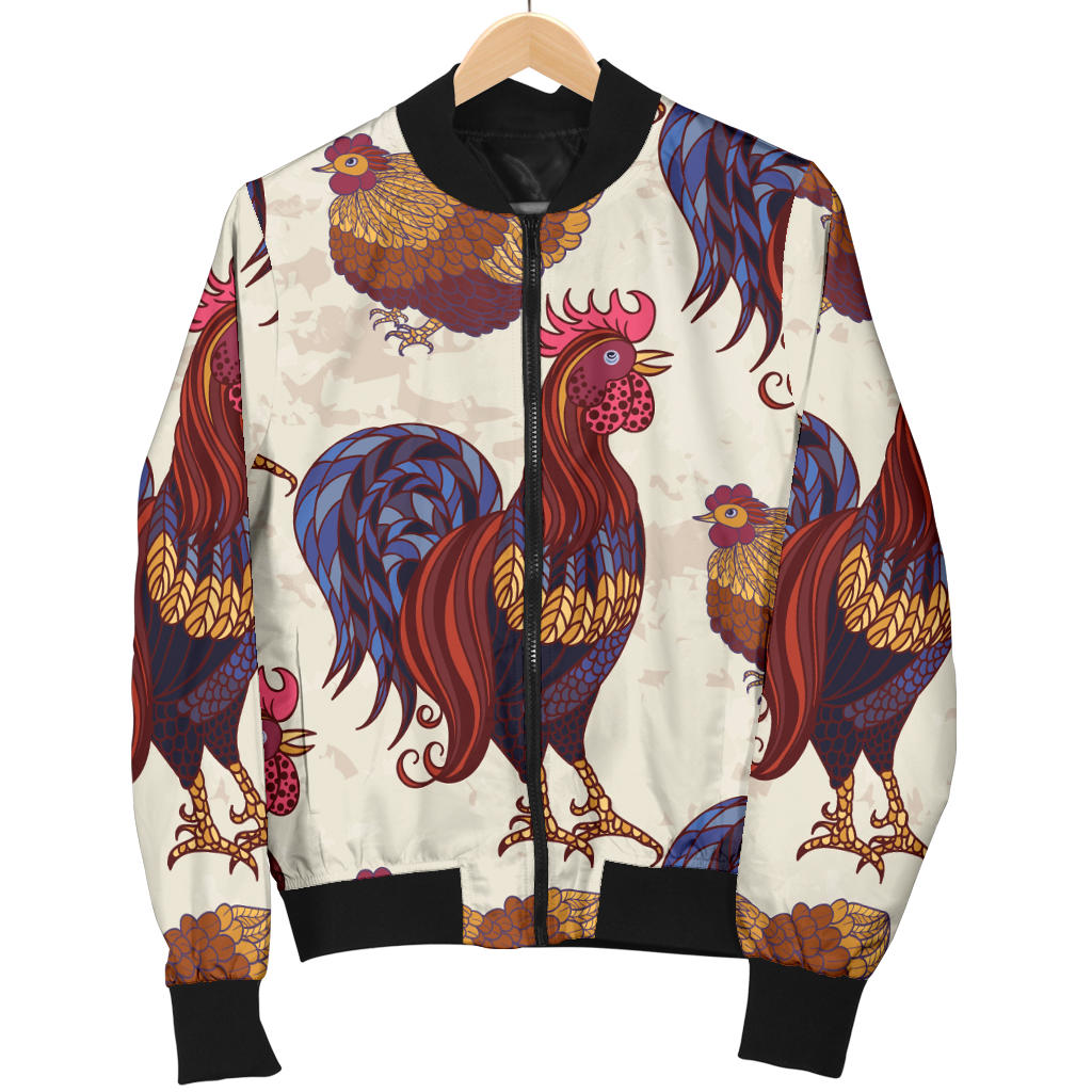 Rooster Pattern Print Design A03 Men Bomber Jacket
