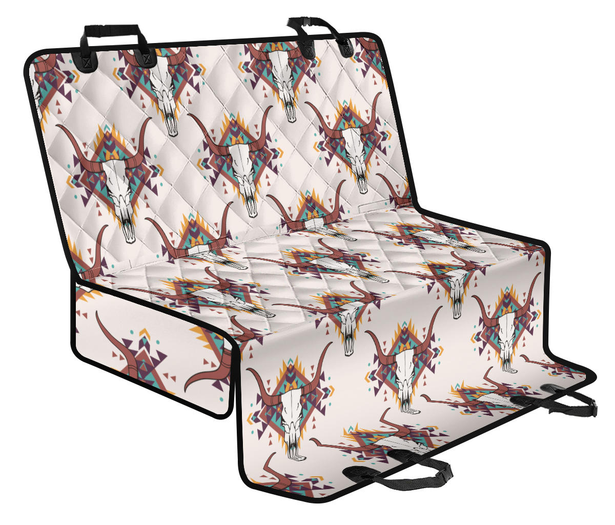 Buffalo Head Pattern Print Design 02 Rear Dog Car Seat Cover Hammock