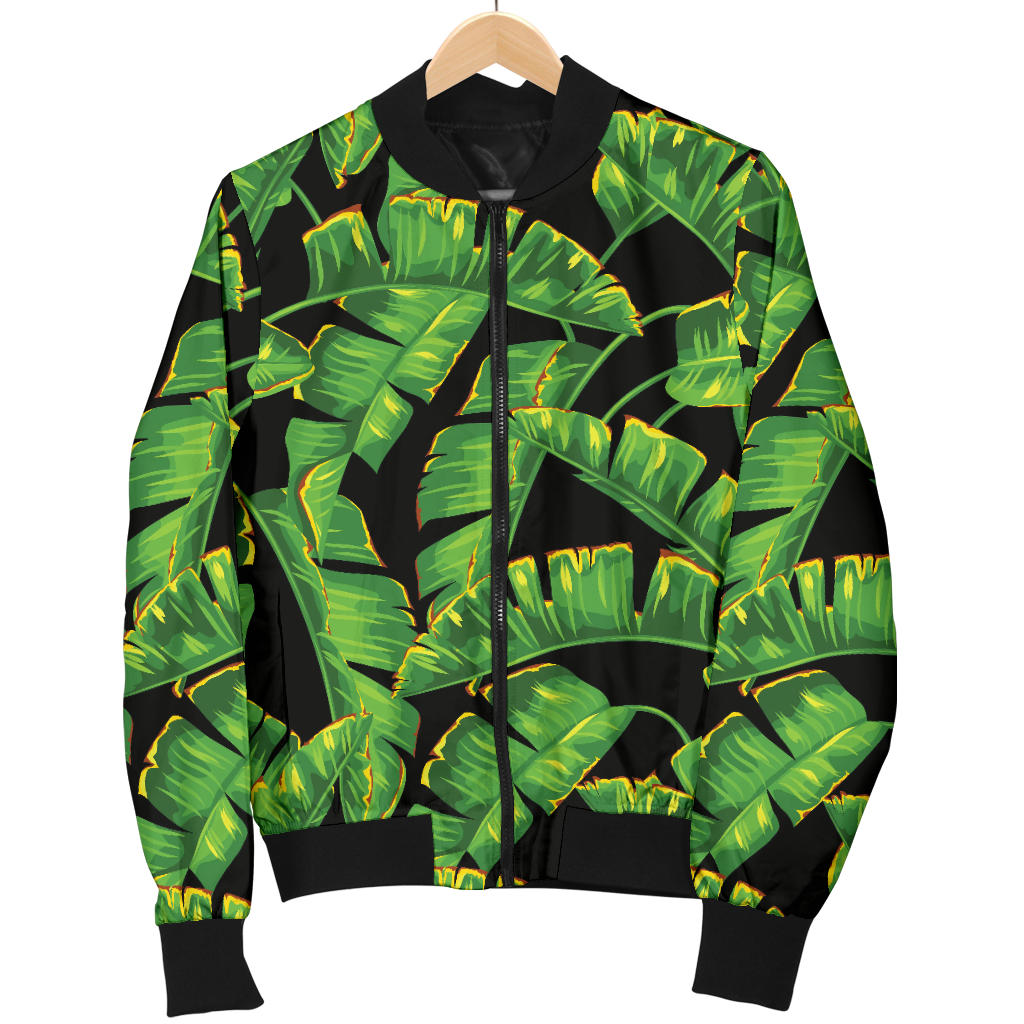Banana Leaf Pattern Print Design 03 Men Bomber Jacket
