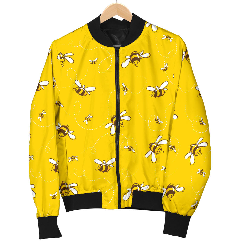 Bee Pattern Print Design 05 Men Bomber Jacket