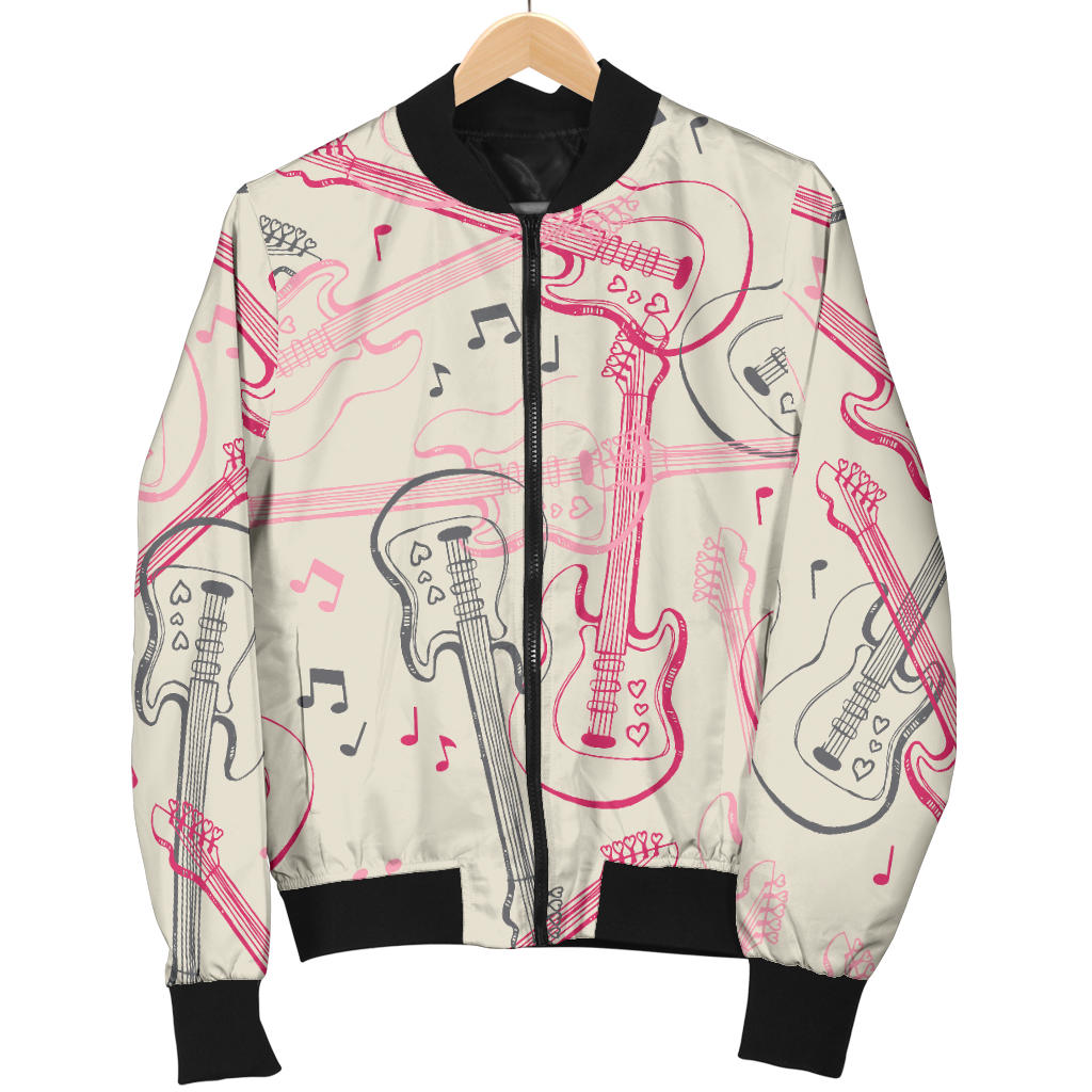 Bass Guitar Pattern Print Design 02 Men Bomber Jacket