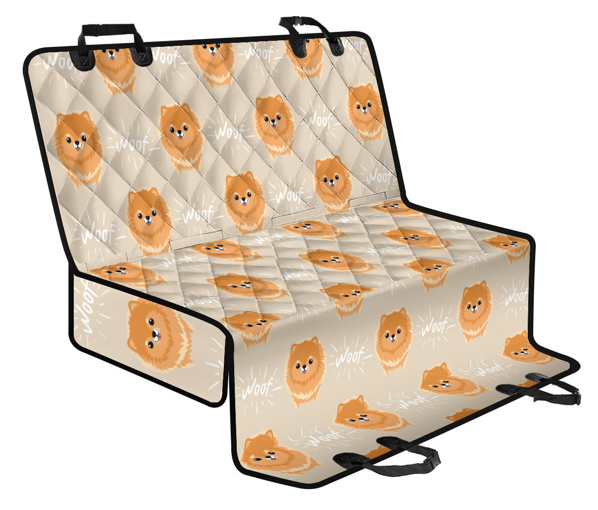Pomeranians Pattern Print Design A04 Rear Dog Car Seat Cover Hammock