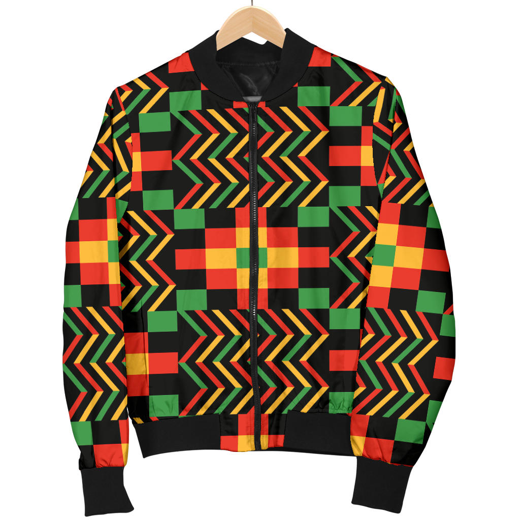 Kente Pattern Print Design 01 Men Bomber Jacket