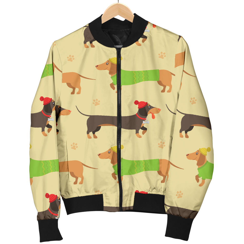 Dachshund Pattern Print Design 06 Men Bomber Jacket