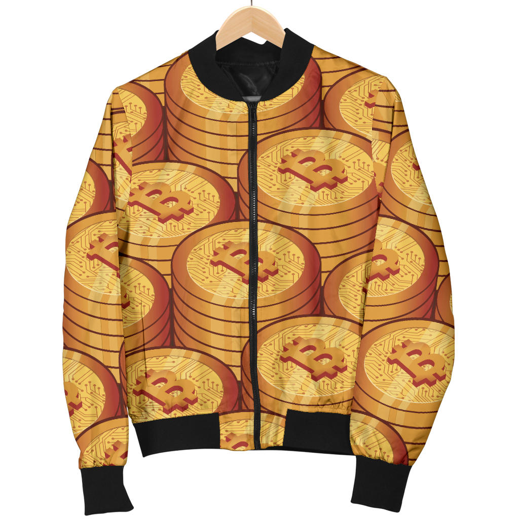 Bitcoin Pattern Print Design 02 Men Bomber Jacket