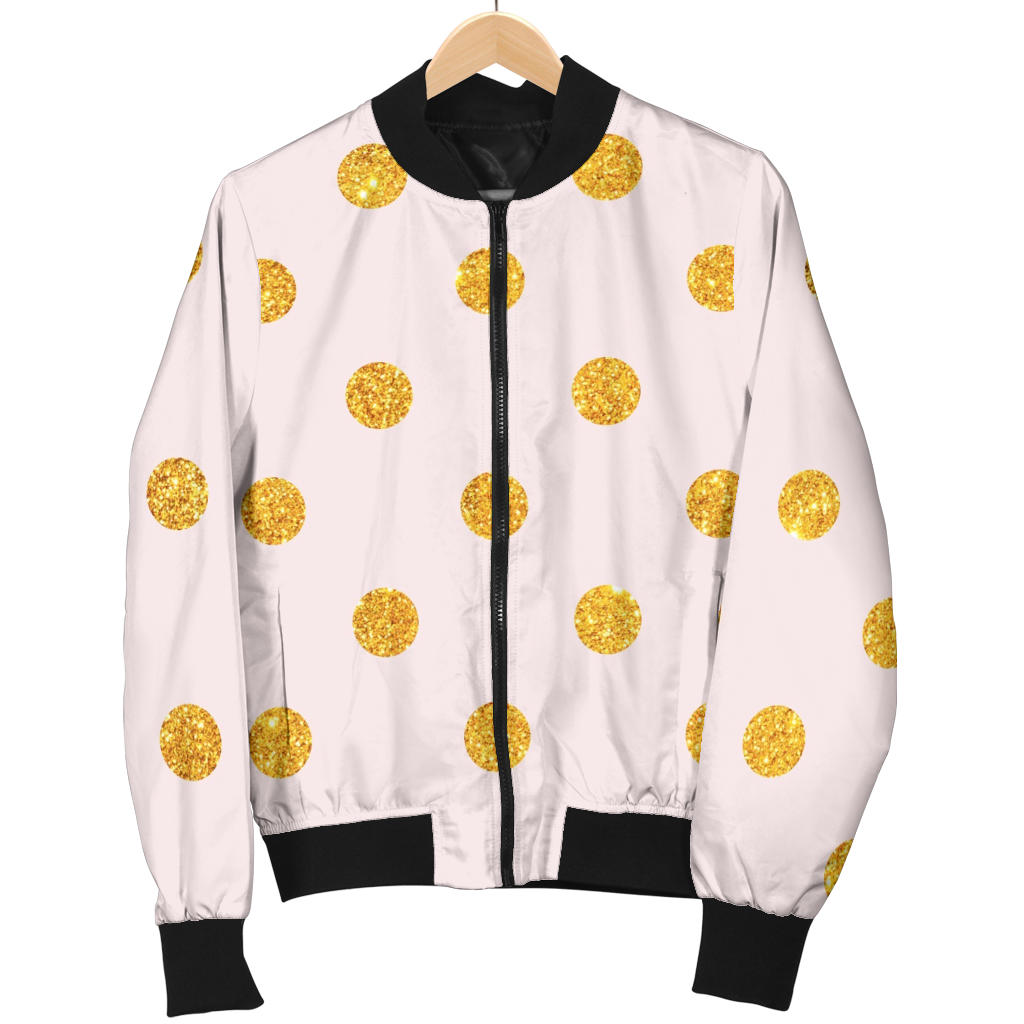 Polka Dot Gold Pink Pattern Print Design 01 Men Bomber Jacket